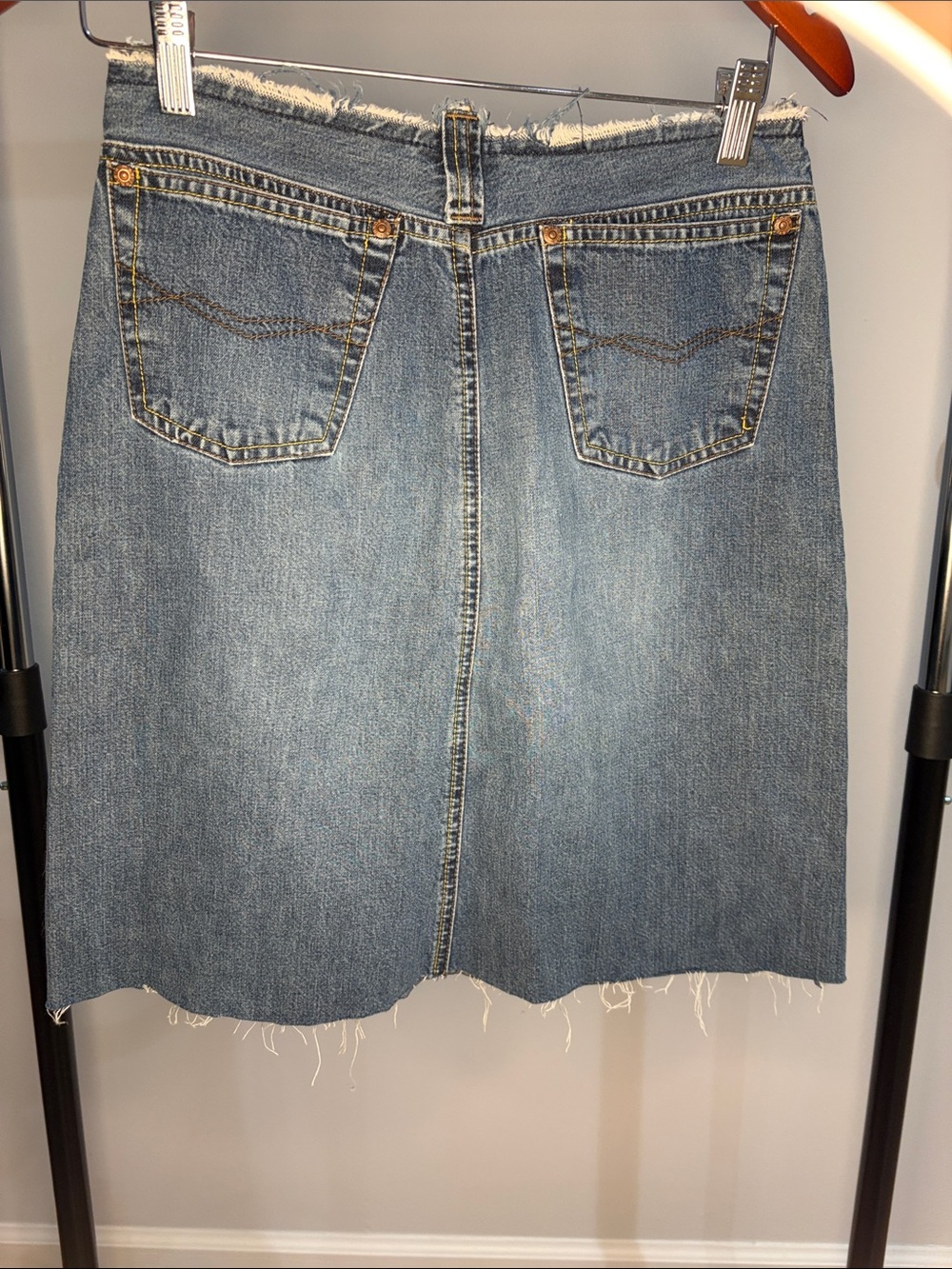 Mavi Light Blue Denim A-Line Skirt with Frayed Hem